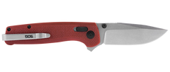 S.O.G Terminus XR 2.95" Folding Clip Point Plain D2 Steel Stonewashed Blade Crimson G10 Handle