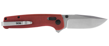 S.O.G Terminus XR 2.95" Folding Clip Point Plain D2 Steel Stonewashed Blade Crimson G10 Handle