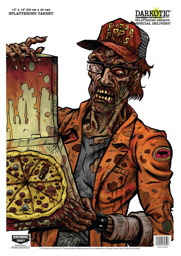 Birchwood Casey 35650 Darkotic Special Delivery Zombie Pizza Delivery 12 x 18 Splatter Paper Hanging Target 8-Pack