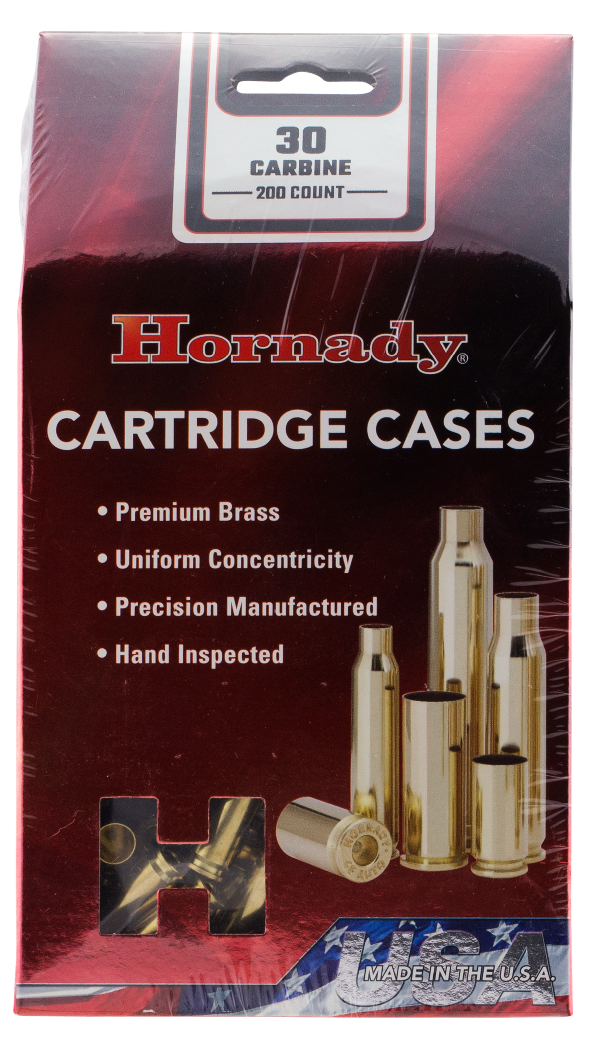 Hornady 8650 Unprimed Brass Cases 30 Carbine 200/Box