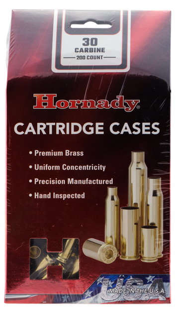 Hornady 8650 Unprimed Brass Cases 30 Carbine 200/Box