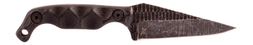Stroup Knives Mini 3" Fixed Blade Clip Point 1095 HC Steel Acid Etched - Black G10 Handle