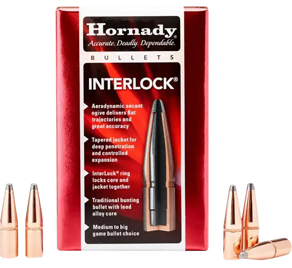 Hornady InterLock 270 Cal .277 140gr Boat Tail Spire Point Reloading Bullets - 100/Box