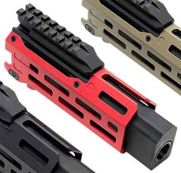 Strike Industries Strike 6" M-Lok Handguard Red 6061-T6 Aluminum with Faux Suppressor for CZ Scorpion EVO 7.72" Barrel