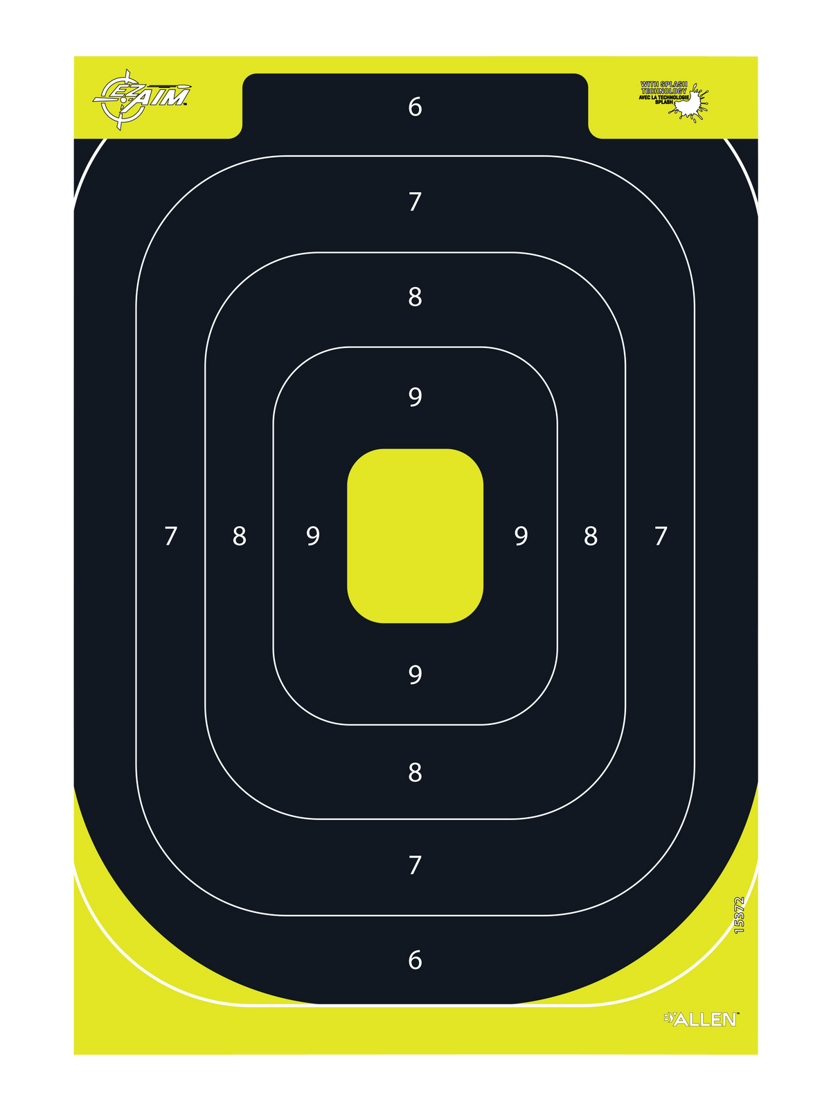 EZ-Aim 15372 Splash Reactive IPSC Silhouette Paper Hanging Target 12.5" x 18.25" Black/Yellow - 8 Pack