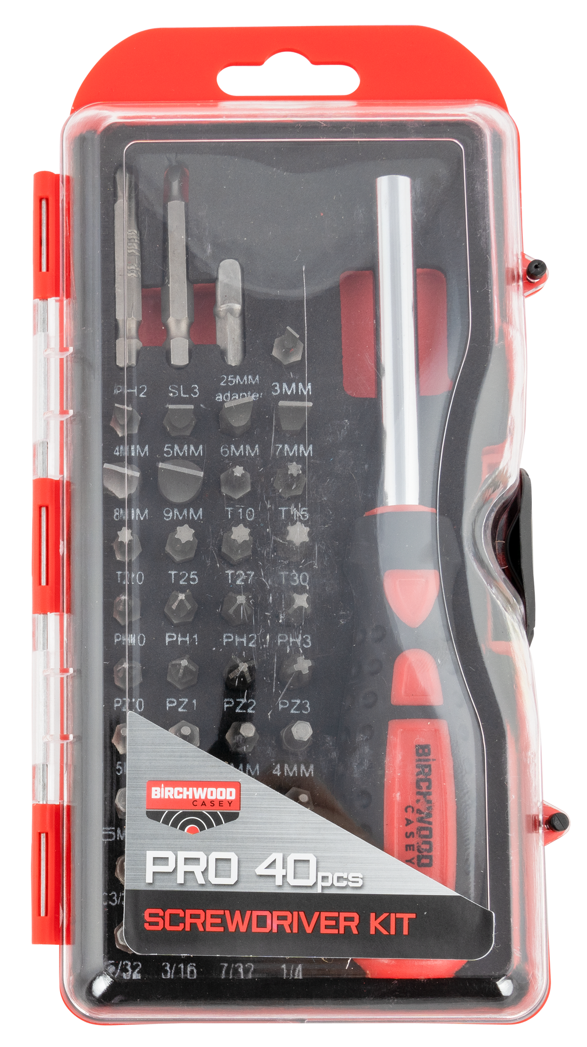 Birchwood Casey Pro Screwdriver Kit 40-Piece Slotted/Phillips/Torx/Hex Bit Set