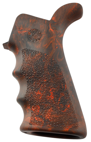 Hogue OverMolded Beavertail Rubber Pistol Grip Red Lava - AR-15/M16 Cobblestone w/Finger Grooves