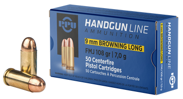 PPU PPH9BL 9mm Browning Long 108gr FMJ 50-Rd - Box or Case