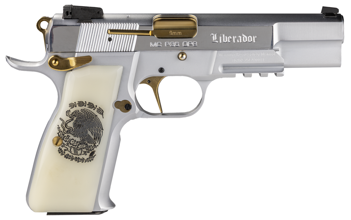 EAA Girsan MCP 35 Liberador 9mm Luger 4.87" 15+1 Semi-Auto Pistol - Gold Controls, Pearl Engraved Grips