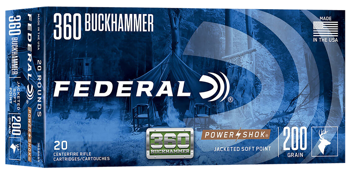 Federal Power-Shok 360 Buckhammer 200gr Jacketed Soft Point 20 Rd - Box or Case