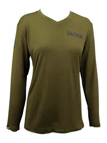 Glock Ladies Performance Shirt Military Green Medium - Long Sleeve