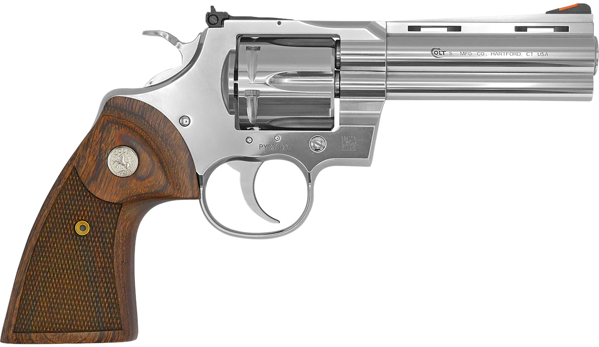 Colt Mfg Python 357 Mag/38 Special 4.25" 6-Shot DAO Revolver - Stainless Walnut Grip