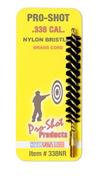 Pro-Shot 338NR Bore Brush .338 Cal #8-32 Thread Nylon Bristles Brass Core
