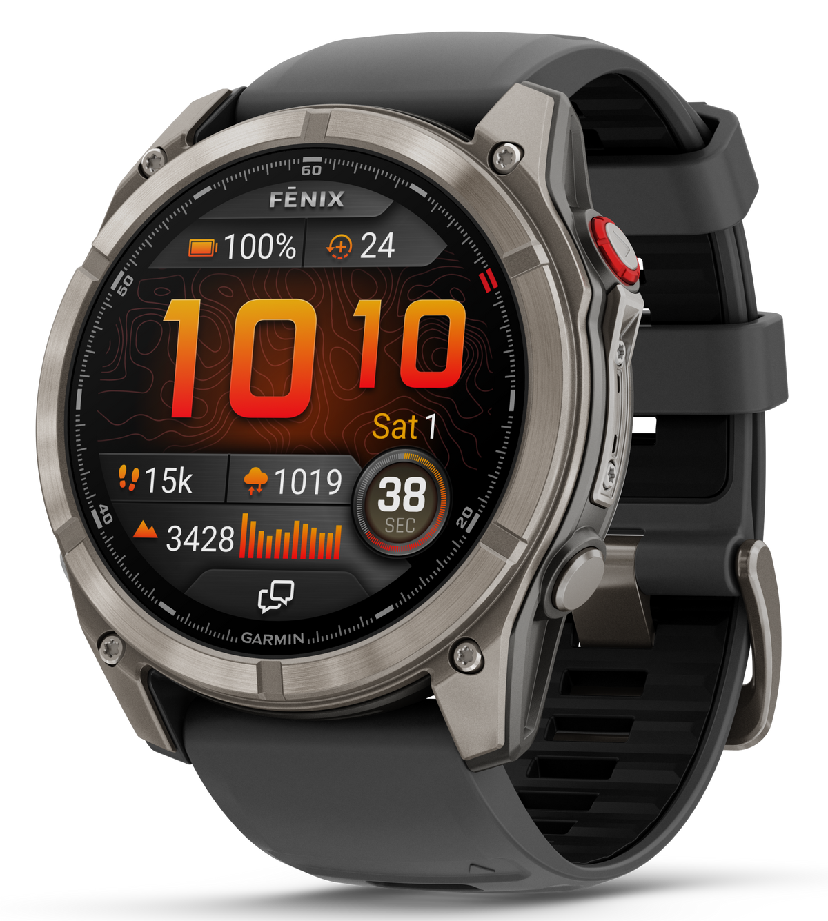 Garmin fenix 8 Pro 51mm AMOLED Sapphire Titanium GPS Smartwatch w/inReach - Graphite Black Band