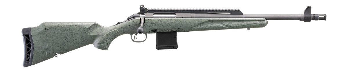 Ruger American II Scout 5.56 NATO 16.10" 10+1 Bolt Action Rifle - Cobalt Cerakote, Leaf Green Splatter