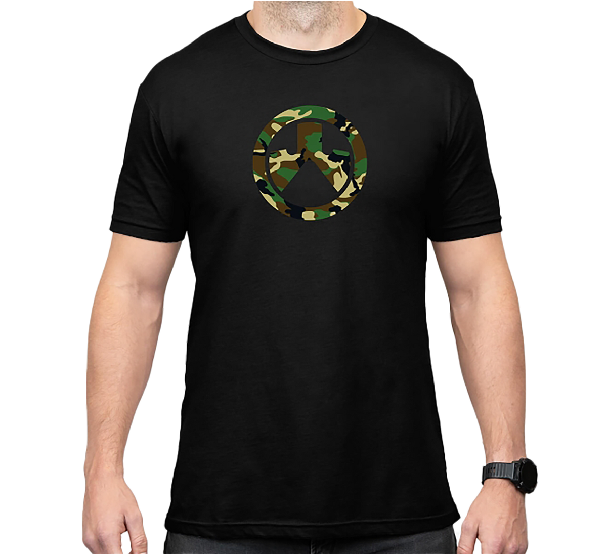 Magpul Industries Woodland Camo Icon T-Shirt Short Sleeve Black Small