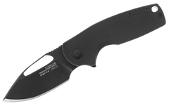 S.O.G Stout FLK 2.62" Folding Clip Point Plain Black TiNi Cryo D2 Black G10 Handle