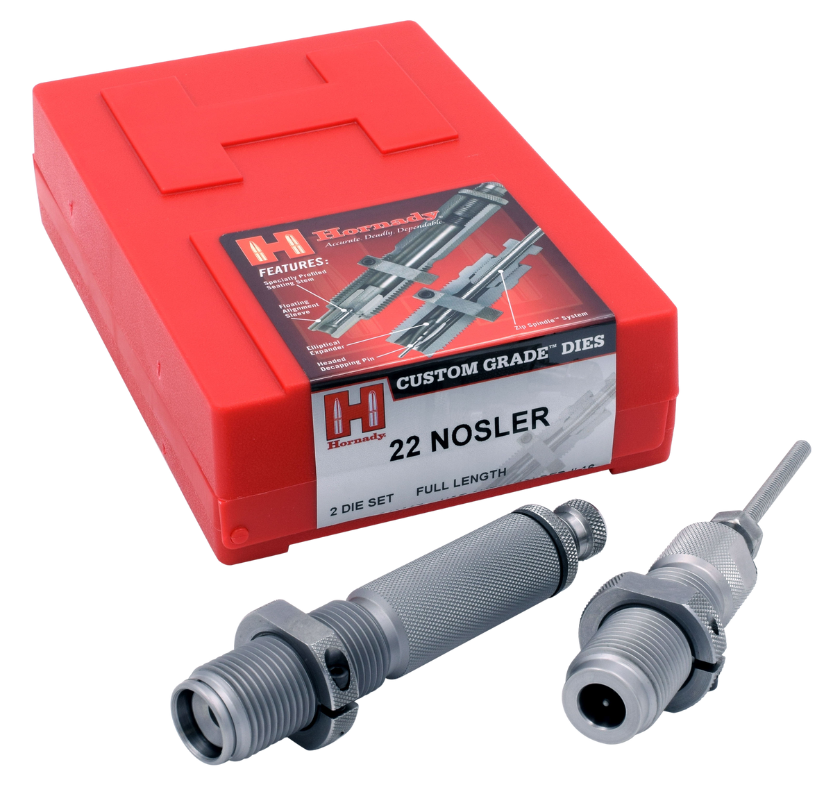 Hornady Custom Grade Series III 2-Die Set 22 Nosler Sizing/Seater