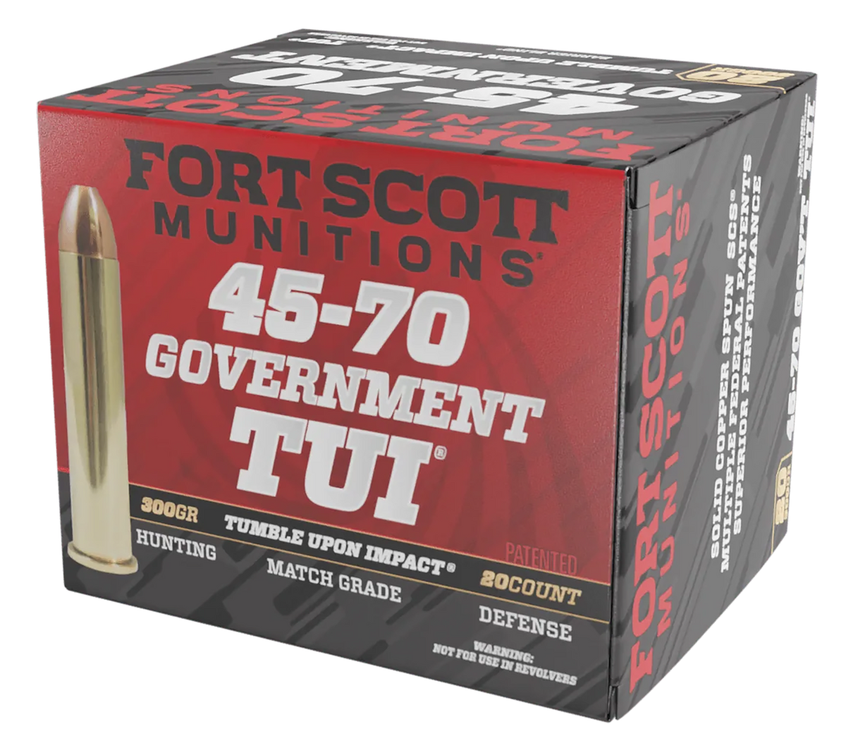 Fort Scott Munitions Tumble Upon Impact (TUI) Brush Hog 45-70 Gov 300gr Solid Copper Spun - Box or Case