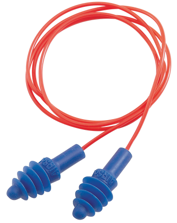 Howard Leight Air Soft R01521 27 dB Corded Foam Ear Plugs Behind The Neck Blue Ear Buds w/Orange Cord - 2 Pair