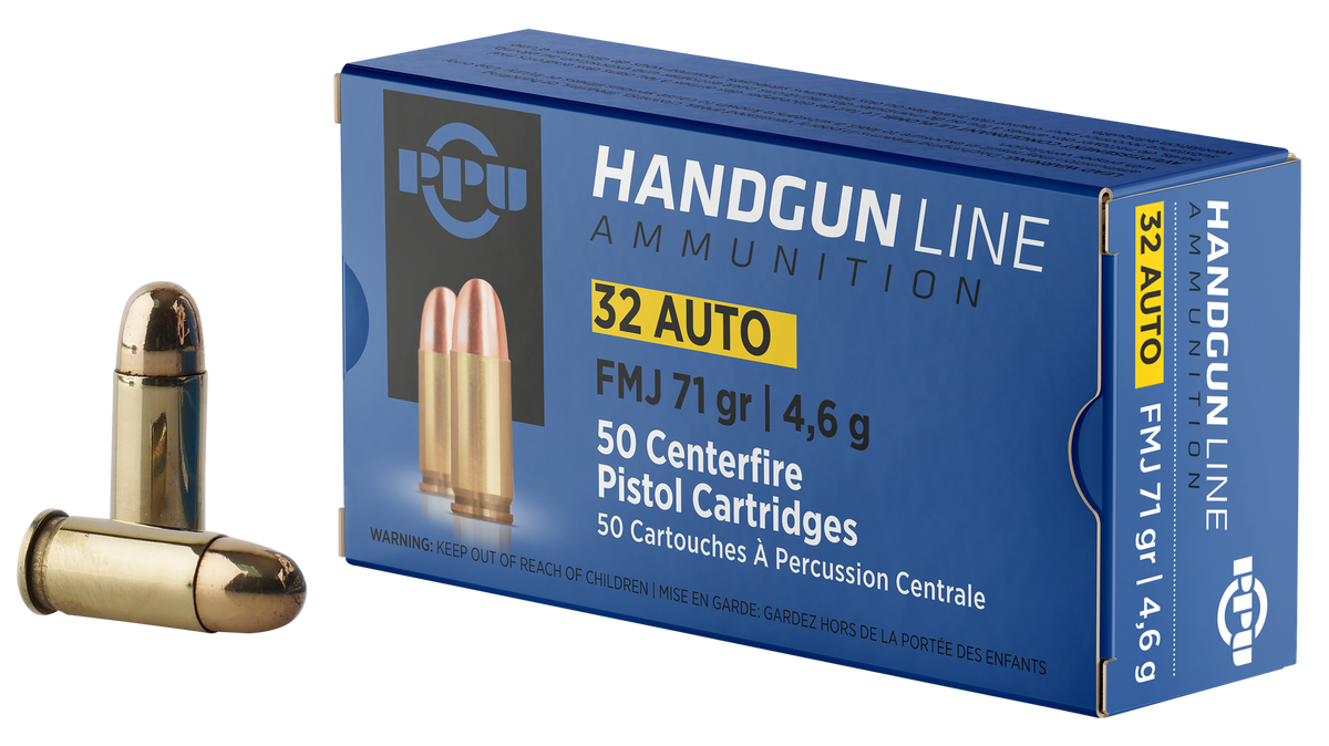 PPU PPH32AF Handgun 32 ACP 71gr Full Metal Jacket (FMJ) - Box or Case