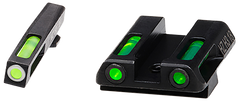 Hiviz GLN321 LiteWave H3 Sight Set for Glock 42/43/43X/48 - Green Tritium White Outline Front / Green Fiber Optic Rear