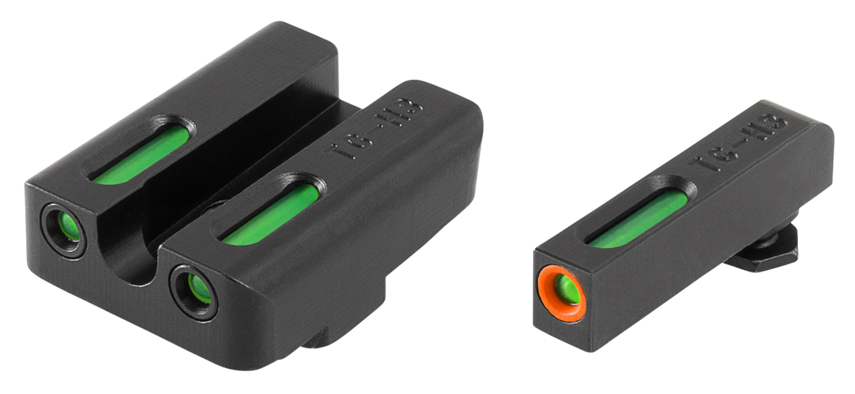 TruGlo TFX Pro Glock High Set Green Tritium Fiber Optic Orange Outline Sight Set - Black Nitride