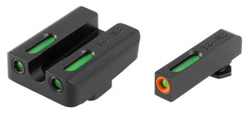TruGlo TFX Pro Glock High Set Green Tritium Fiber Optic Orange Outline Sight Set - Black Nitride