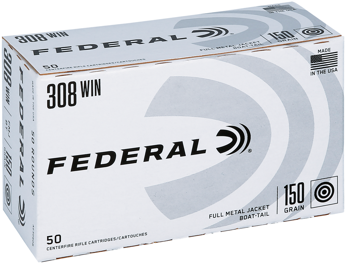 Federal American Eagle 308 Win 150gr Full Metal Jacket Boat-Tail 50 Rd - Box or Case