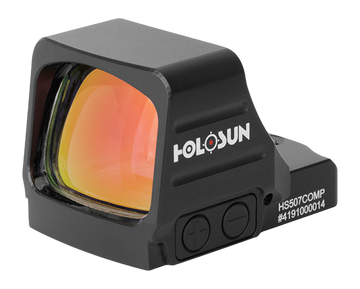 Holosun HS507COMP-GD 1x 1.1"x0.87" 2 MOA Gold Dot/8-20-32 MOA Circle Multi-Reticle Reflex Sight - Black Anodized