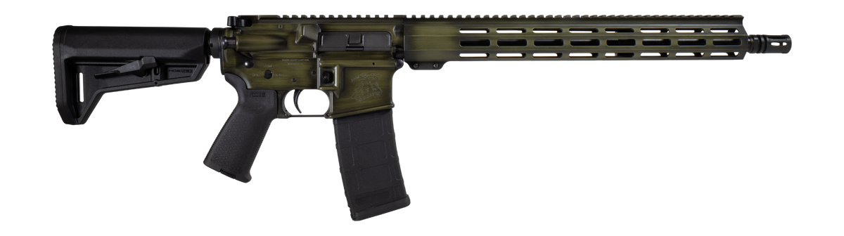 Shark Coast Tactical Distressed 5.56 NATO 16" 30+1 Semi-Auto AR-15 Rifle - Green Distressed Cerakote