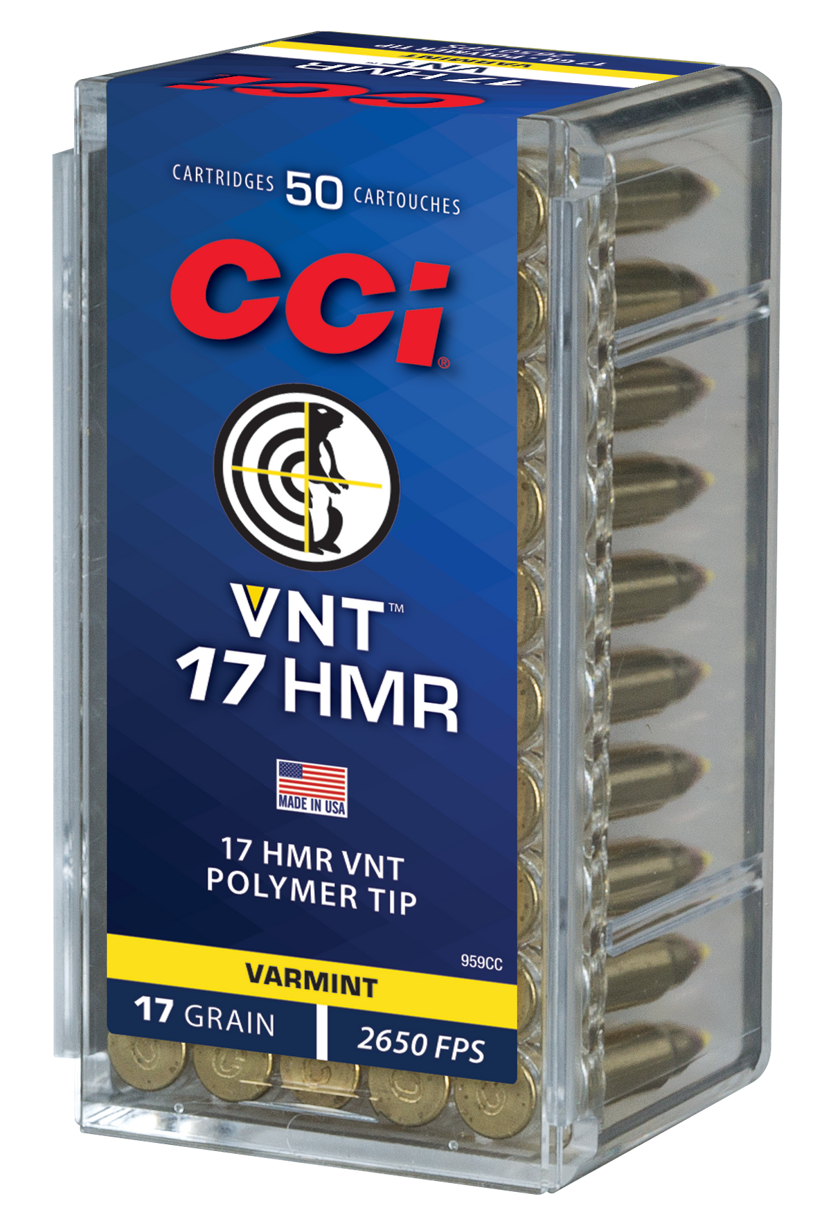 CCI 959CC VNT 17 HMR 17gr Varmint Tipped - Box or Case