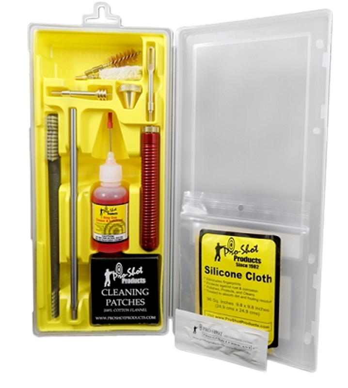 Pro-Shot P45KIT Classic .45 Cal Pistol Cleaning Kit - Yellow Plastic Case