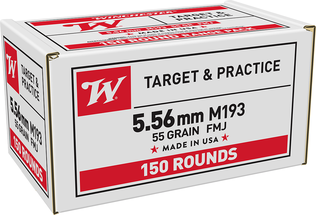 Winchester Ammo USA M193 5.56x45mm NATO 55gr Full Metal Jacket 150 Rd - Box or Case