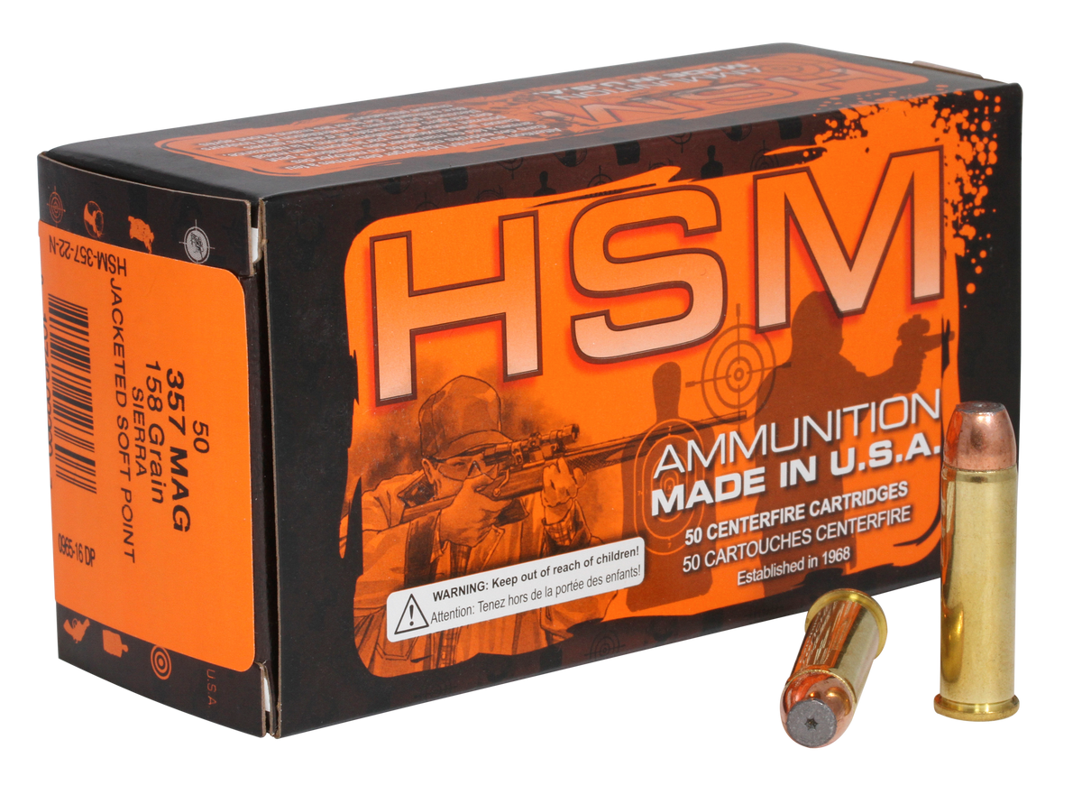 HSM Pro Pistol 357 Mag 158gr Jacketed Soft Point 50 Rd - Box or Case