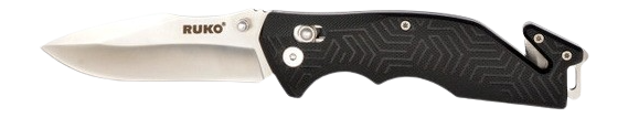 Rynoblade Knives Rescue 3.5" Folding 420A Steel - Black GFR Handle