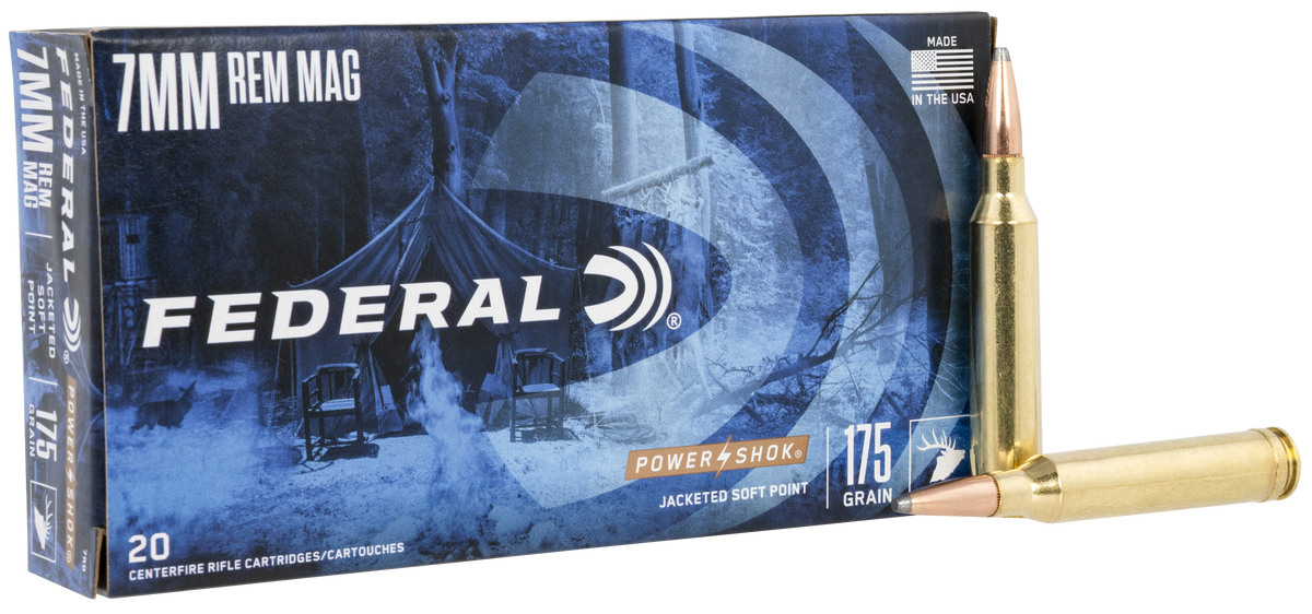 Federal 7RB Power-Shok  7mmRemMag 175gr Jacketed Soft Point 20 Per Box/10 Case