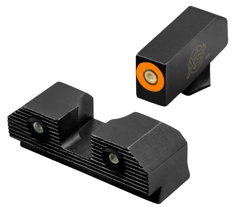 XS Sights R3D 2.0 Night Sights for Glock 42/43/43X/48 - Green Tritium Orange Outline Front / Green Tritium Rear