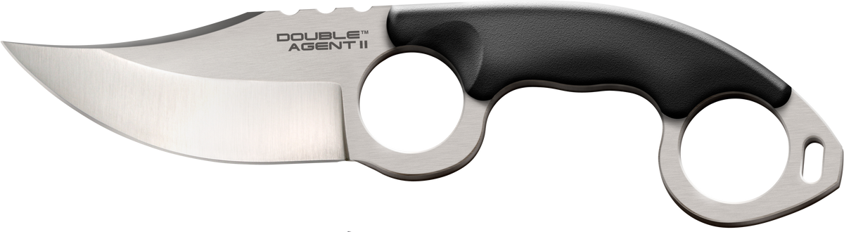 Cold Steel Double Agent II 3" Fixed Plain AUS-8A SS Satin Black Griv-Ex Handle