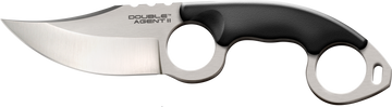 Cold Steel Double Agent II 3" Fixed Plain AUS-8A SS Satin Black Griv-Ex Handle