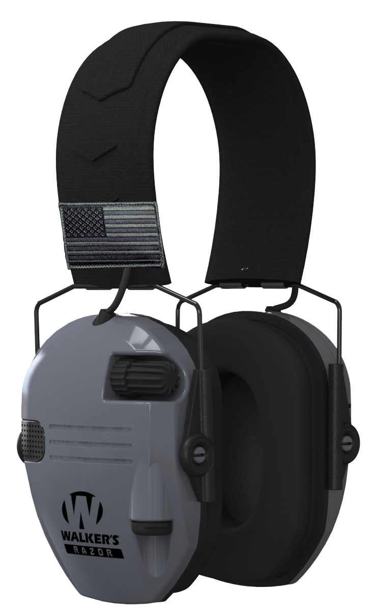 Walkers Game Ear Razor Patriot Slim Electronic Muff 23 dB Over the Head - Black/Gray Polymer