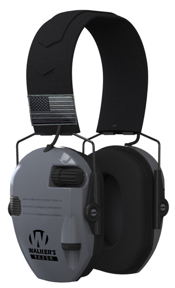 Walkers Game Ear Razor Patriot Slim Electronic Muff 23 dB Over the Head - Black/Gray Polymer