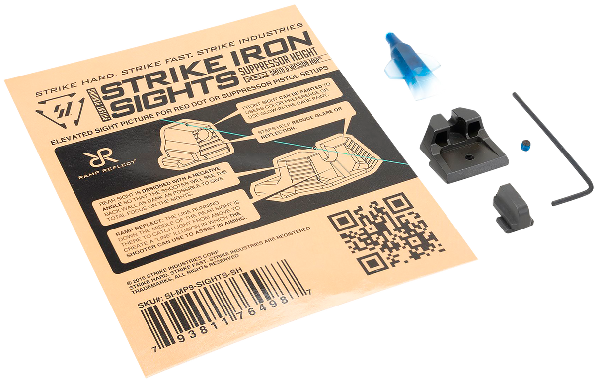 Strike Industries Strike Iron Sights M&P/M&P M2.0 Suppressor Height Black/Blank Front & Rear