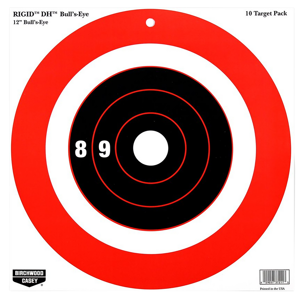 Birchwood Casey Rigid DH Bullseye 12" x 12" Tagboard Hanging Target - 10 Pack