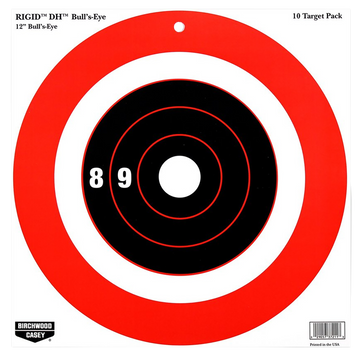 Birchwood Casey Rigid DH Bullseye 12" x 12" Tagboard Hanging Target - 10 Pack