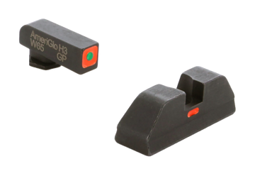 AmeriGlo GL616 CAP Night Sight Set for Glock - Green Tritium Orange Outline Front / Orange Bar Rear