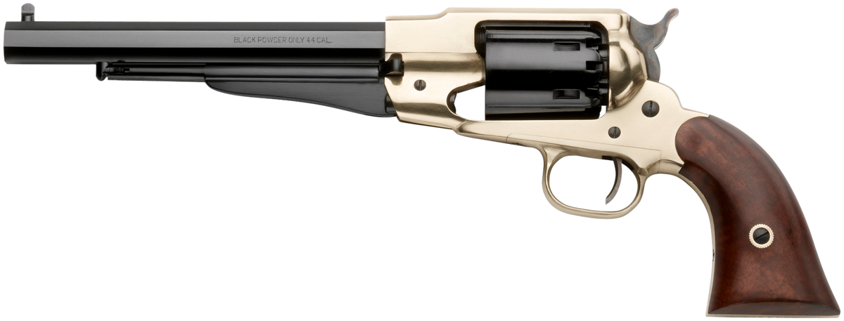 Pietta 1858 Army 44 Cal 8" 6rd Revolver - Brass Frame, Blued Octagon Barrel, Walnut Grips