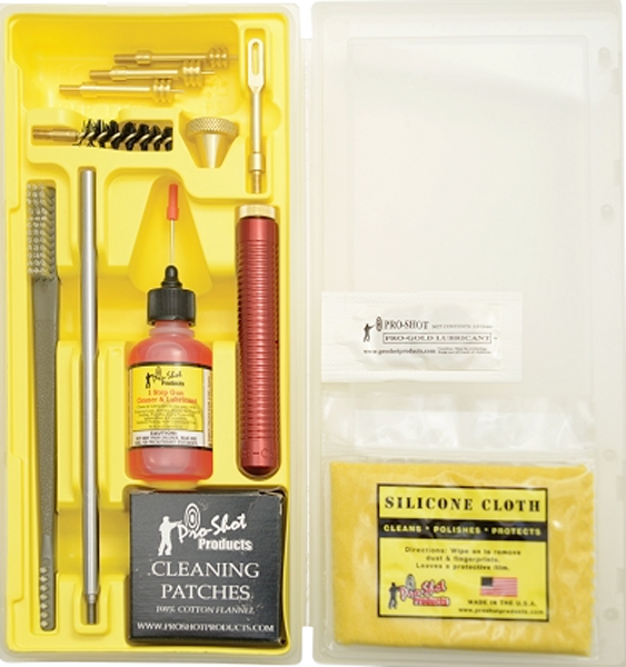 Pro-Shot MPK3845 Classic Box Kit .38-.45 Cal Pistol 6.5" Cleaning Kit - Yellow Plastic Case