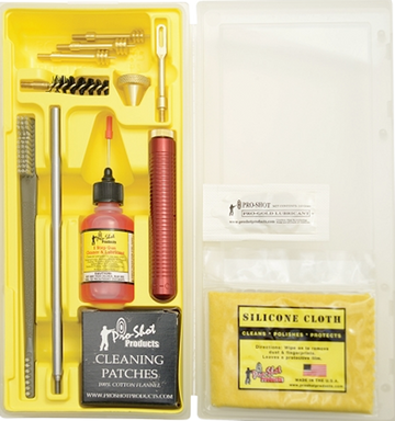 Pro-Shot MPK3845 Classic Box Kit .38-.45 Cal Pistol 6.5" Cleaning Kit - Yellow Plastic Case