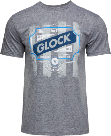 Glock Blue Line Tee Gray Ringspun Cotton/Polyester Short Sleeve 3XL